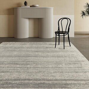 New 8x10 Charcoal Grey Area Rug, Washable Non-Slip Modern Carpet for Home